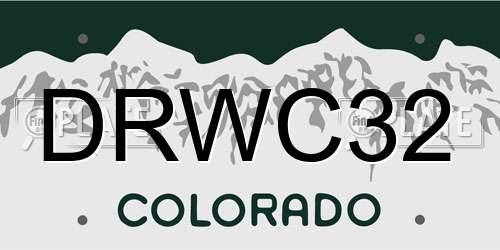 DRWC32 Colorado License Plate