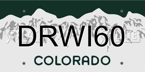DRWI60 Colorado License Plate
