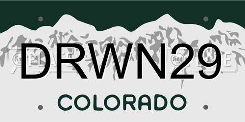 DRWN29 Colorado License Plate