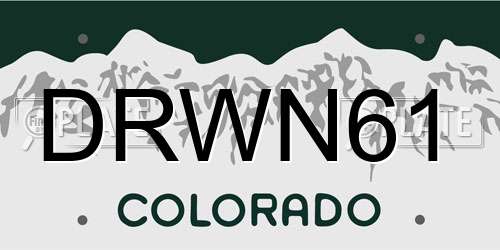 DRWN61 Colorado License Plate