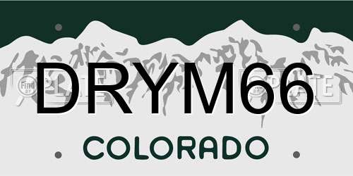 DRYM66 Colorado License Plate