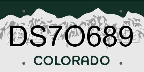 DS7O689 Colorado License Plate