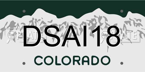DSAI18 Colorado License Plate