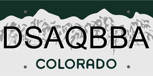 DSAQBBA Colorado License Plate