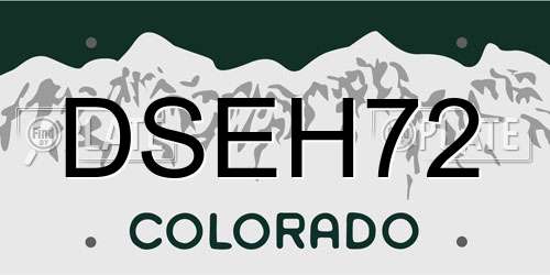 DSEH72 Colorado License Plate