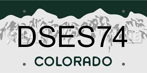 DSES74 Colorado License Plate
