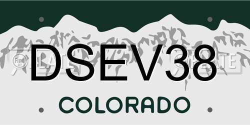 DSEV38 Colorado License Plate