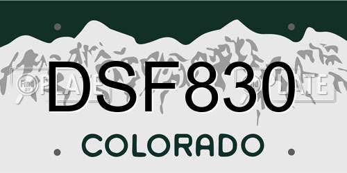 DSF830 Colorado License Plate