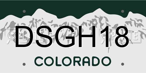 DSGH18 Colorado License Plate
