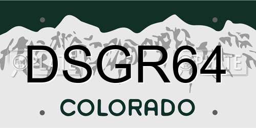 DSGR64 Colorado License Plate