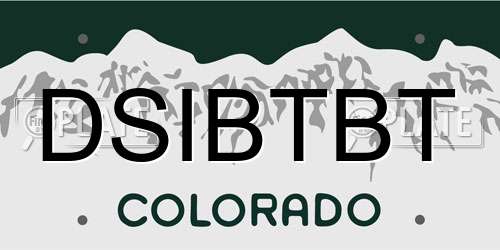 DSIBTBT Colorado License Plate