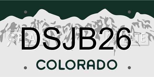 DSJB26 Colorado License Plate