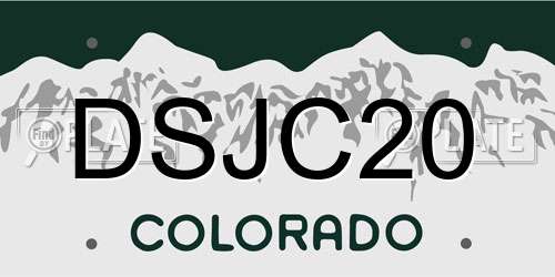 DSJC20 Colorado License Plate