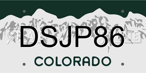 DSJP86 Colorado License Plate