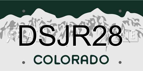 DSJR28 Colorado License Plate
