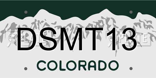 DSMT13 Colorado License Plate