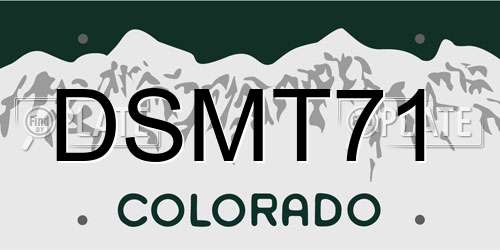 DSMT71 Colorado License Plate
