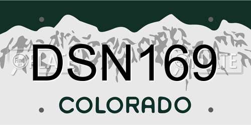 DSN169 Colorado License Plate