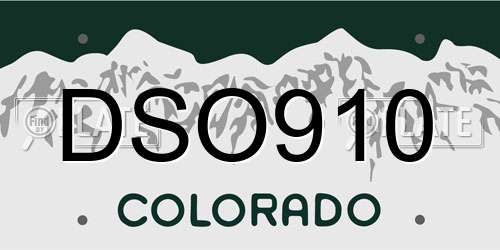 DSO910 Colorado License Plate