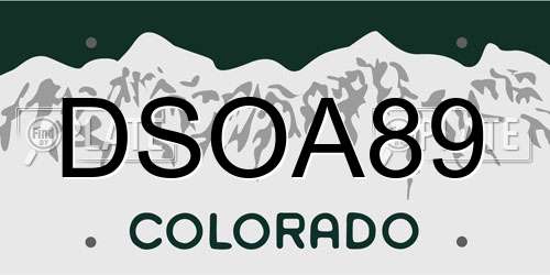 DSOA89 Colorado License Plate