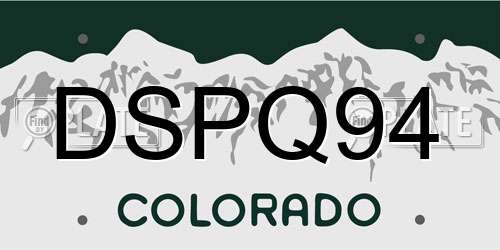 DSPQ94 Colorado License Plate