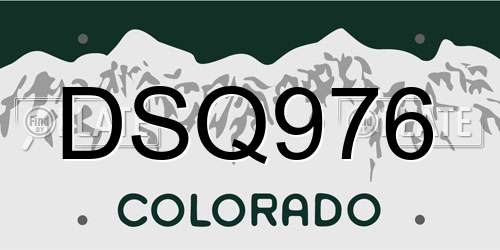 DSQ976 Colorado License Plate