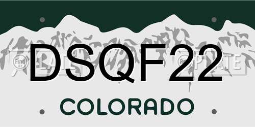 DSQF22 Colorado License Plate