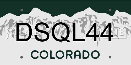 DSQL44 Colorado License Plate