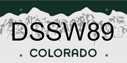 DSSW89 Colorado License Plate
