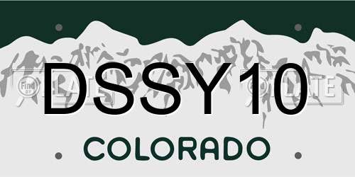 DSSY10 Colorado License Plate