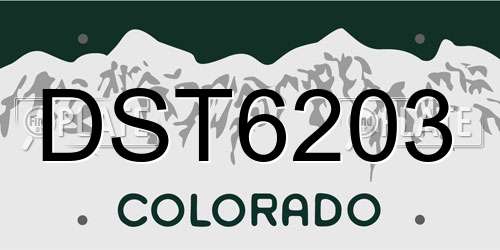 DST6203 Colorado License Plate