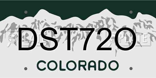 DST72O Colorado License Plate
