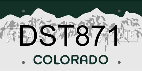 DST871 Colorado License Plate
