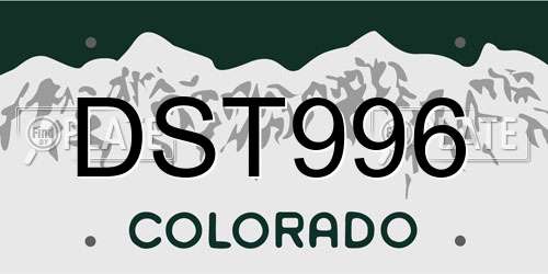 DST996 Colorado License Plate