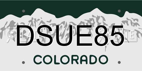 DSUE85 Colorado License Plate