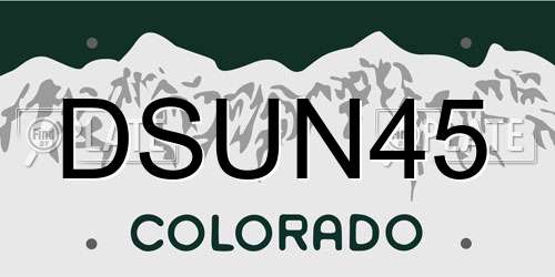 DSUN45 Colorado License Plate