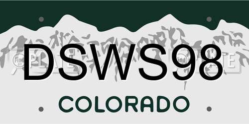 DSWS98 Colorado License Plate