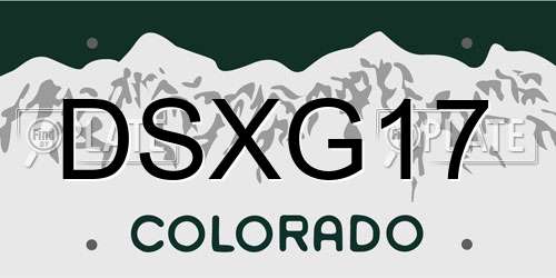 DSXG17 Colorado License Plate