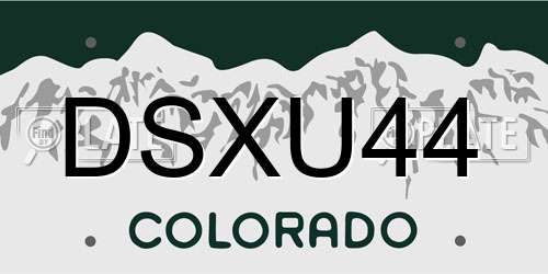 DSXU44 Colorado License Plate