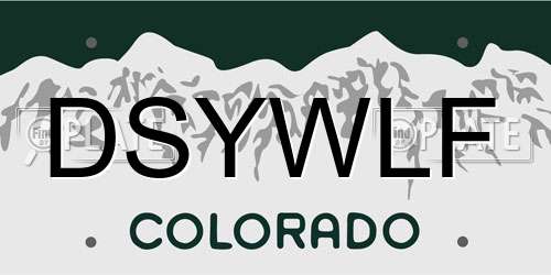 DSYWLF Colorado License Plate