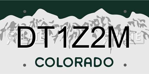 DT1Z2M Colorado License Plate