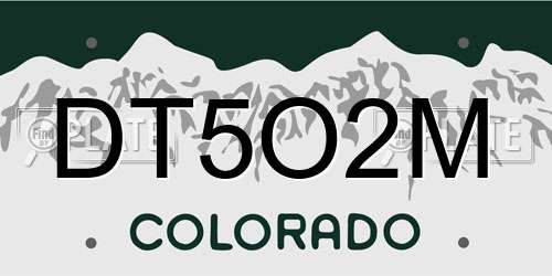 DT5O2M Colorado License Plate