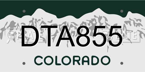 DTA855 Colorado License Plate