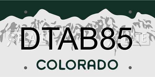 DTAB85 Colorado License Plate