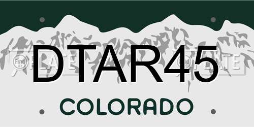 DTAR45 Colorado License Plate