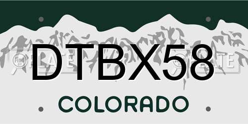 DTBX58 Colorado License Plate
