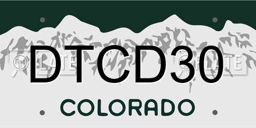 DTCD30 Colorado License Plate
