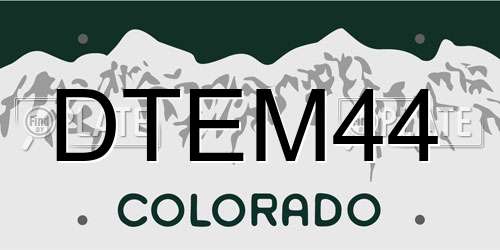 DTEM44 Colorado License Plate