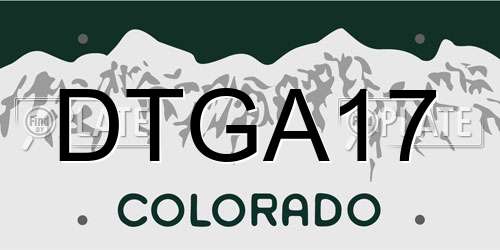 DTGA17 Colorado License Plate