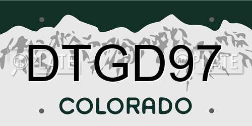 DTGD97 Colorado License Plate